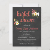 Chalkboard Floral Bridal Shower Invitations Kaart (Voorkant)