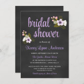 Chalkboard Floral Bridal Shower Invitations Kaart (Voorkant / Achterkant)