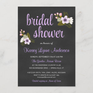 Chalkboard Floral Bridal Shower Invitations Kaart