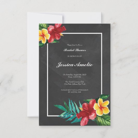 Chalkboard Floral Bridal Shower Kaart (Voorkant)