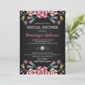 Chalkboard Floral Bridal Shower Kaart (Staand voorkant)