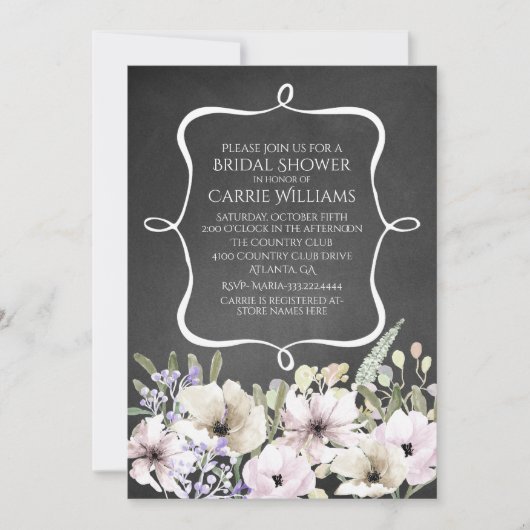 Chalkboard Floral Bridal Shower Kaart (Voorkant)