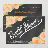 Chalkboard Floral Bridal Shower Kaart (Voorkant / Achterkant)