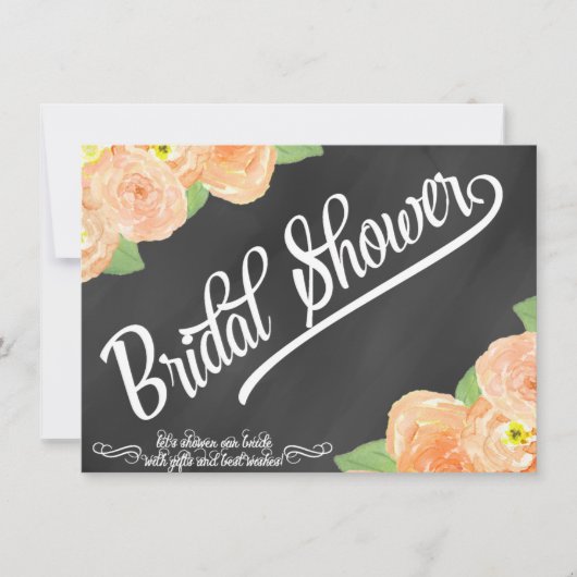 Chalkboard Floral Bridal Shower Kaart (Voorkant)