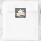 Chalkboard Floral Bridal Tea Party Envelopzegel Vierkante Sticker (Tas)