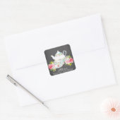 Chalkboard Floral Bridal Tea Party Envelopzegel Vierkante Sticker (Envelop)