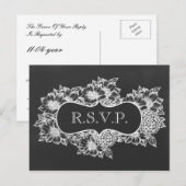 chalkboard floral bruiloft rsvp uitnodiging briefkaart (Voorkant / Achterkant)