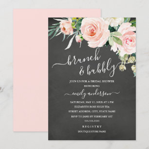 Chalkboard Floral Brunch en brabbel Vrijgezellenfe Kaart