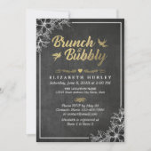 Chalkboard Floral Brunch en Bubble Vrijgezellenfee Kaart (Voorkant)