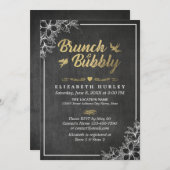 Chalkboard Floral Brunch en Bubble Vrijgezellenfee Kaart (Voorkant / Achterkant)