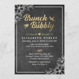 Chalkboard Floral Brunch en Bubble Vrijgezellenfee Kaart