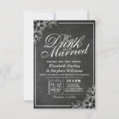 Chalkboard Floral EAT Drink is huwelijkshuwelijk Kaart (Voorkant)