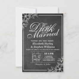 Chalkboard Floral EAT Drink is huwelijkshuwelijk Kaart