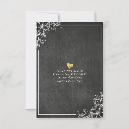 Chalkboard Floral EAT Drink is huwelijkshuwelijk Kaart (Achterkant)