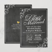 Chalkboard Floral EAT Drink is huwelijkshuwelijk Kaart (Voorkant / Achterkant)