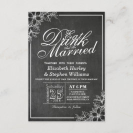 Chalkboard Floral EAT Drink is huwelijkshuwelijk Kaart