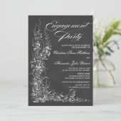 Chalkboard Floral Engagement Party Kaart (Staand voorkant)