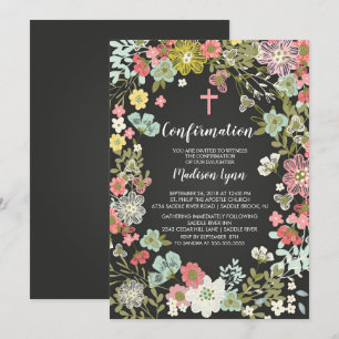 Chalkboard Floral Floral bevestiging uitnodiging