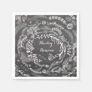 Chalkboard Floral Garland Servetten