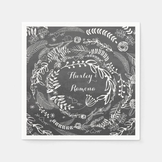 Chalkboard Floral Garland Servetten (Voorkant)