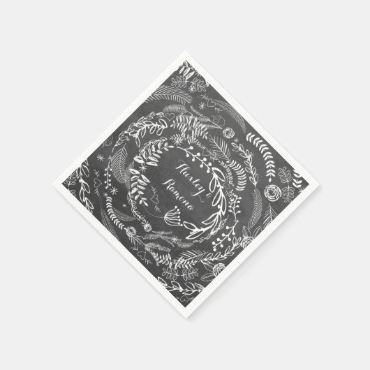 Chalkboard Floral Garland Servetten (Hoek)