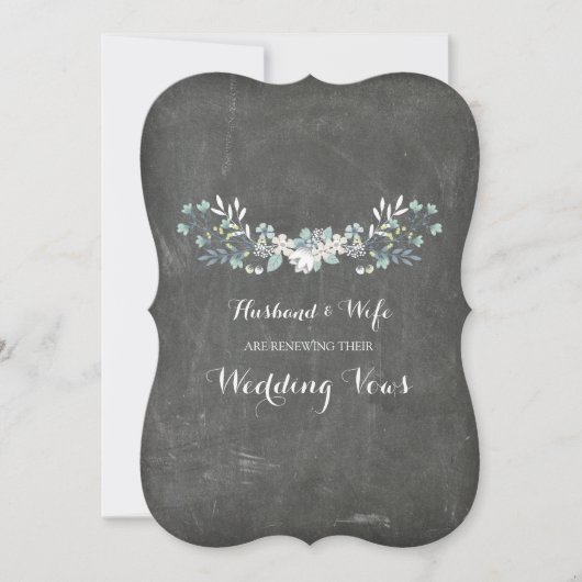 Chalkboard Floral Gelofte Vernieuwing Uitnodiging (Voorkant)