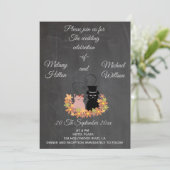 Chalkboard floral grappige bruiloft met een leuk k kaart (Staand voorkant)