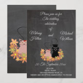 Chalkboard floral grappige bruiloft met een leuk k kaart (Voorkant / Achterkant)