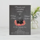Chalkboard floral grappige bruiloft met een leuk k kaart (Staand voorkant)