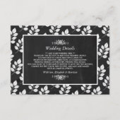 Chalkboard Floral Leaf Wedding Detail Informatiekaartje (Voorkant)