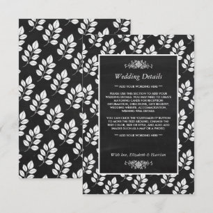 Chalkboard Floral Leaf Wedding Detail Informatiekaartje