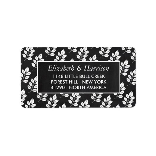 Chalkboard Floral Leaf Wedding Etiket (Voorkant)