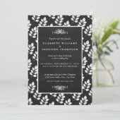 Chalkboard Floral Leaf Wedding Kaart (Staand voorkant)