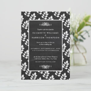 Chalkboard Floral Leaf Wedding Kaart