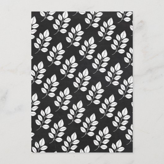 Chalkboard Floral Leaf Wedding Menu (Achterkant)