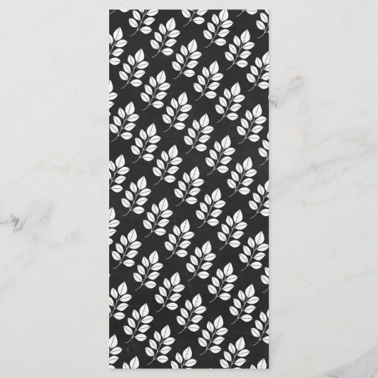 Chalkboard Floral Leaf Wedding Menu (Achterkant)