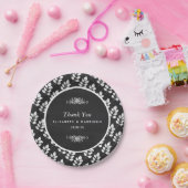 Chalkboard Floral Leaf Wedding Papieren Bordje (Feest)