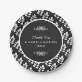Chalkboard Floral Leaf Wedding Papieren Bordje (Voorkant)