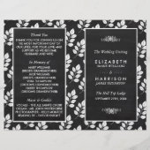 Chalkboard Floral Leaf Wedding Programme (Voorkant)