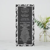 Chalkboard Floral Leaf Wedding Programme Programmakaart (Staand voorkant)