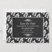 Chalkboard Floral Leaf Wedding Save The Date (Voorkant)