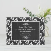 Chalkboard Floral Leaf Wedding Save The Date (Staand voorkant)