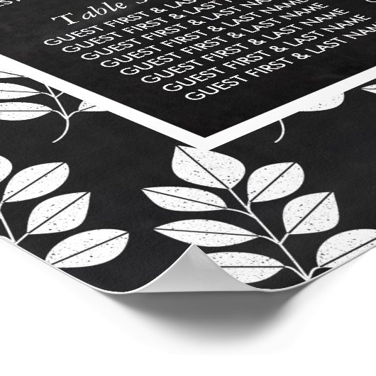 Chalkboard - Floral Leaf Wedding Seding Chart Poster (Hoek)