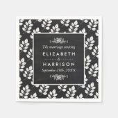 Chalkboard Floral Leaf Wedding Servet (Voorkant)