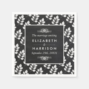 Chalkboard Floral Leaf Wedding Servet