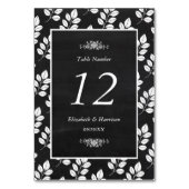 Chalkboard Floral Leaf Wedding Table No. Kaart (Voorkant)