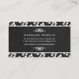 Chalkboard Floral Leaf Wedding Website Informatiekaartje
