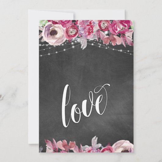 Chalkboard Floral Lights vieren ons met ons! Parti Kaart (Achterkant)