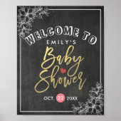Chalkboard Floral Lijst Baby shower Welkomstteken Poster (Voorkant)