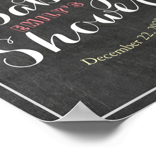 Chalkboard Floral Lijst Baby shower Welkomstteken Poster (Hoek)